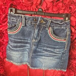 Mudd Girls Embroidered Denim Skort - Adjustable Size 6X